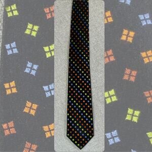 Sevenfold 100% Silk Necktie Black Multicolor Geometric Foulard Corsini Tie